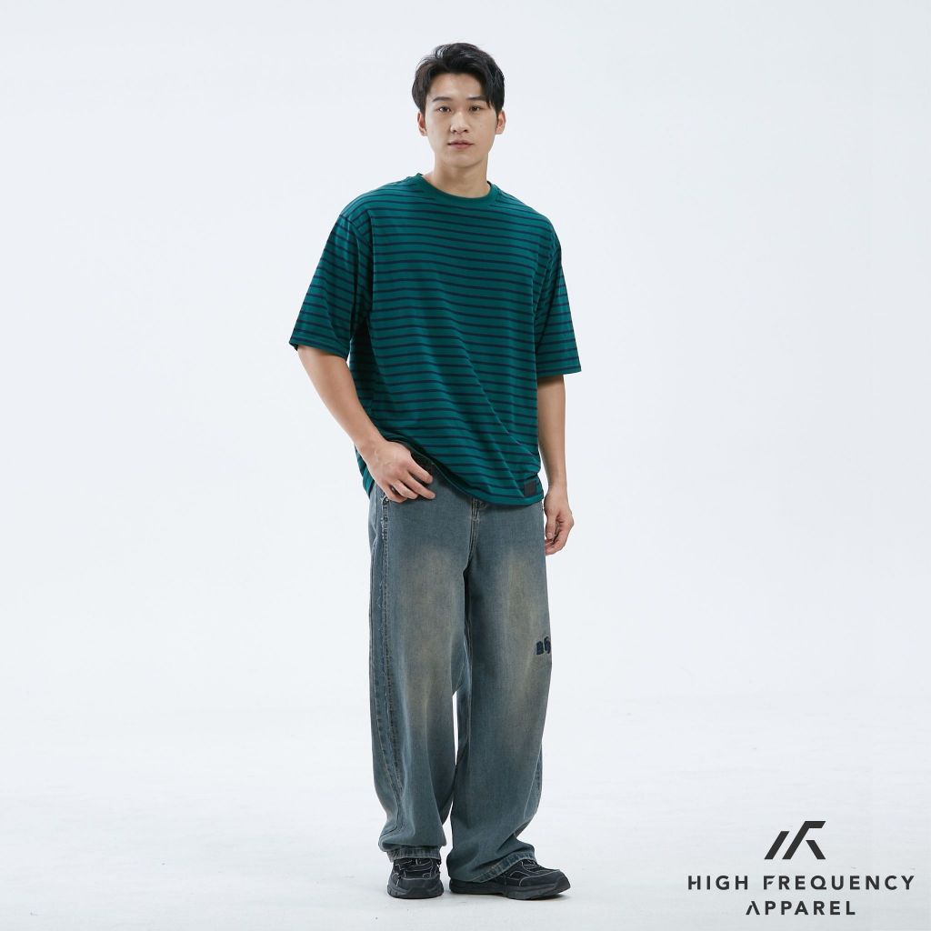 hfa unisex striped oversized stretch cotton crew neck t-shirt
