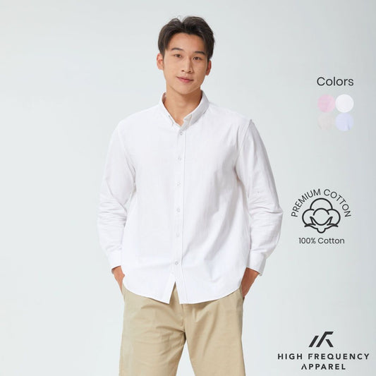 Oxford Long Sleeve Relax Fitted Shirt - 100% Premium Cotton