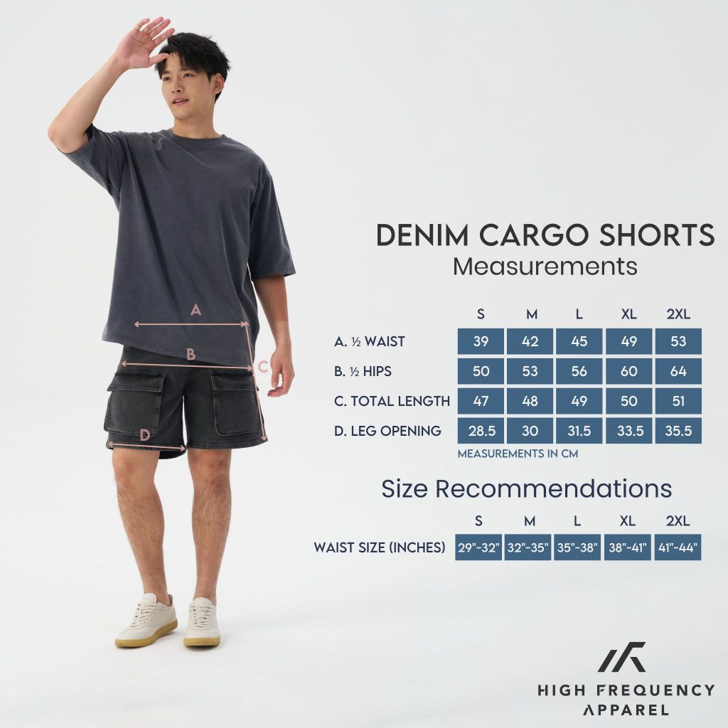 hfa men's black denim utility cargo shorts