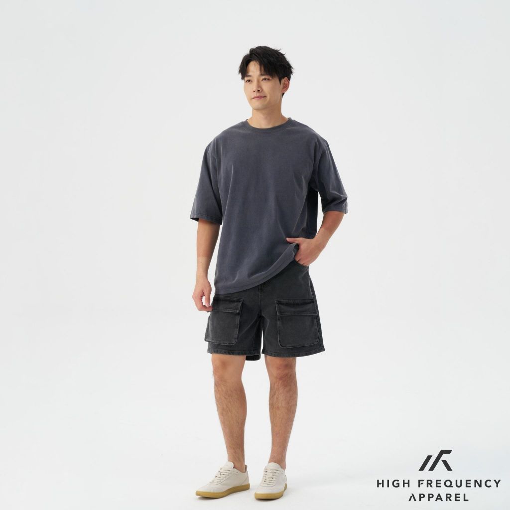 hfa men's black denim utility cargo shorts