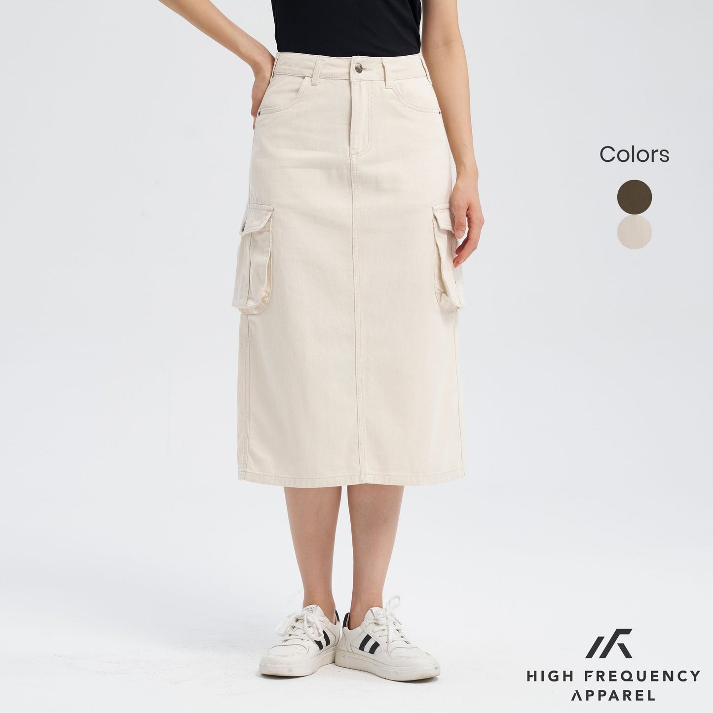 midi denim cargo skirt
