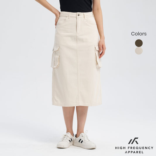 Midi Denim Cargo Skirt