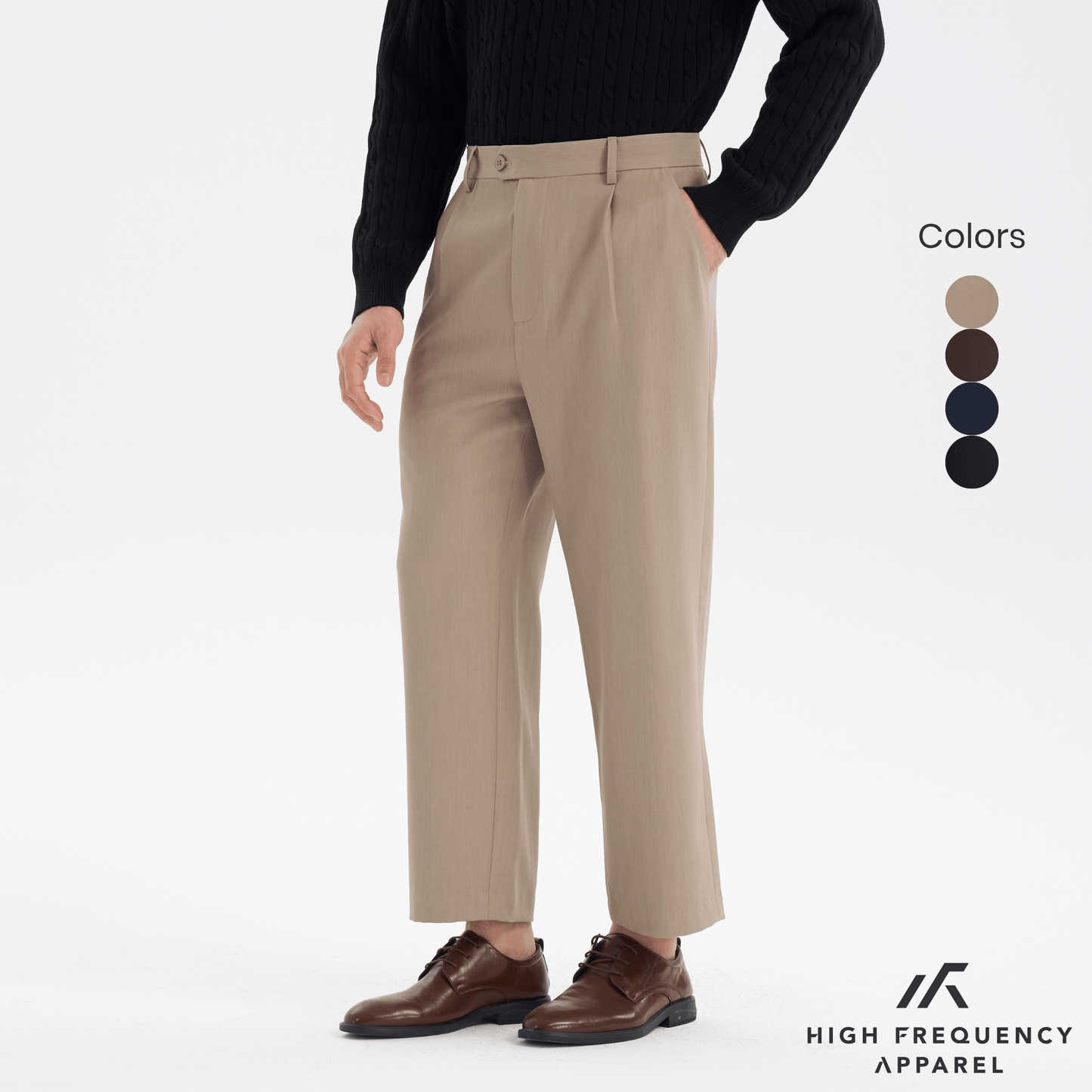 men’s single pleated creasefree work trousers