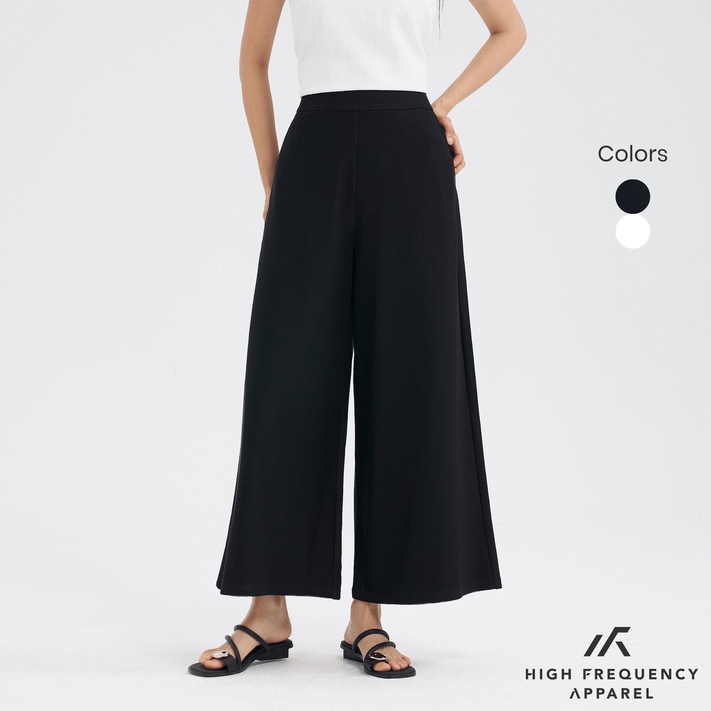 mesh wide leg elastic-waist pants