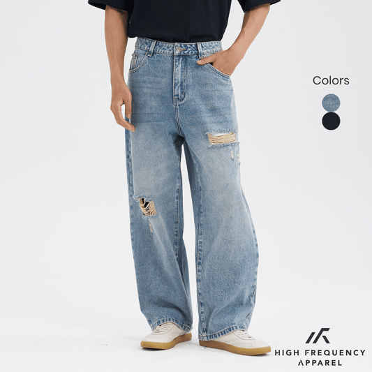 Straight Cut Distressed Jeans