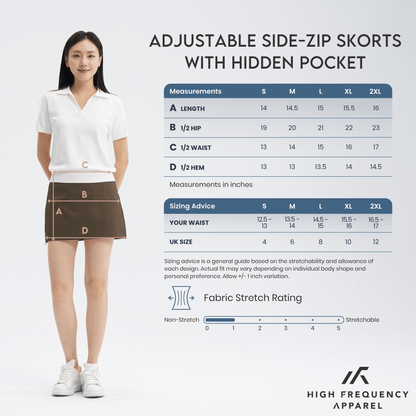 Adjustable Side-Zip Skorts With Hidden Pocket