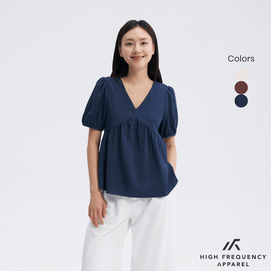 V-Neck Short Sleeve Flowy Babydoll Blouse