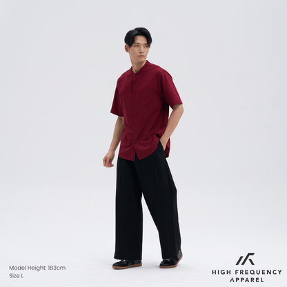 Mandarin Collar Short Sleeve Shirt