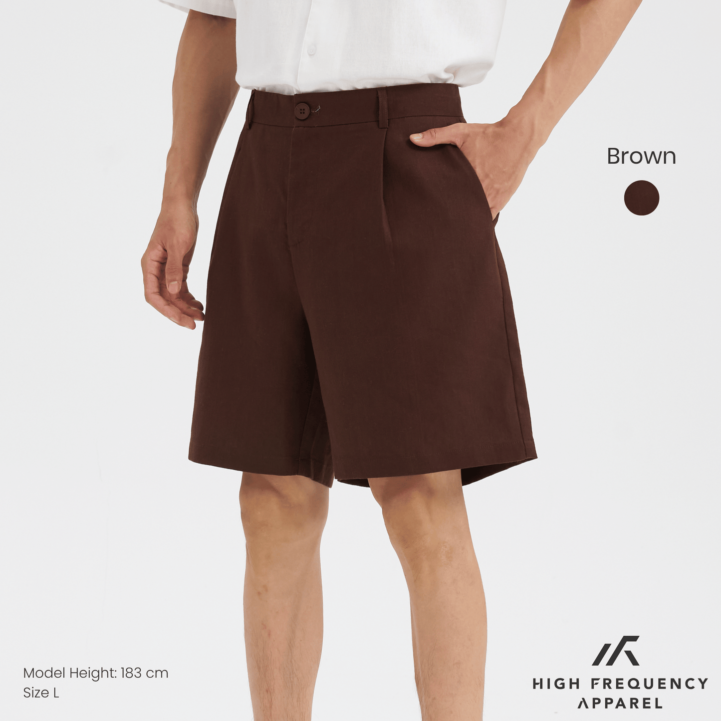single pleated linen shorts