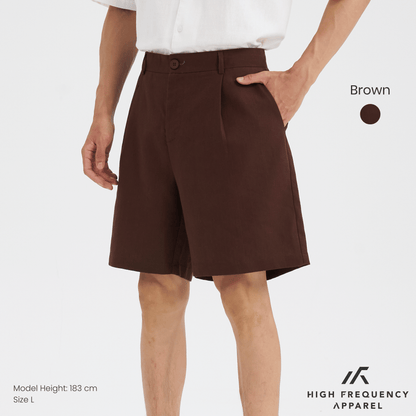 Single Pleated Linen Shorts