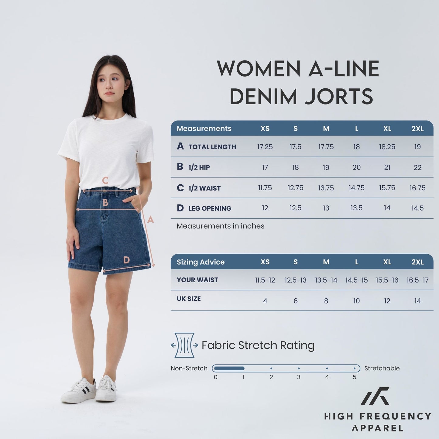 hfa women's a-line high waisted denim jorts