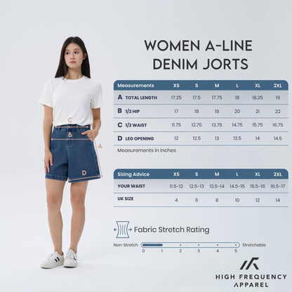 HFA Women's A-line High Waisted Denim Jorts
