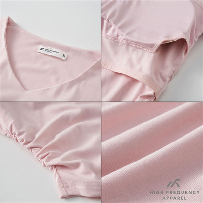 Soft Stretch V-Neck Padded Ruched Tee