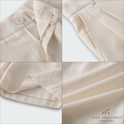 Tencel Linen Longline Double Pleated Shorts