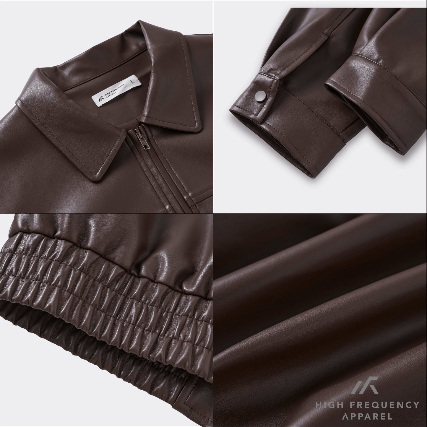 classic pu leather zip-up jacket