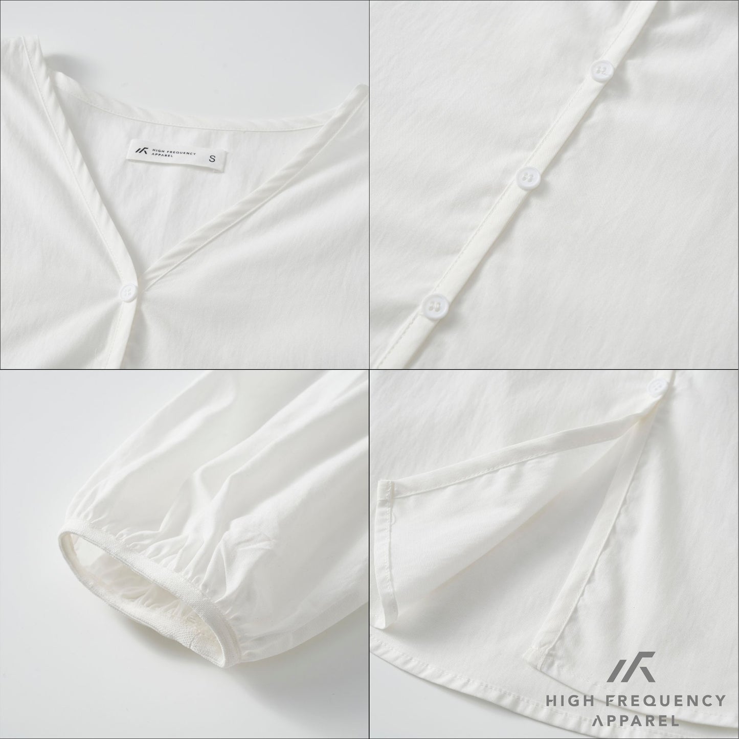 hfa women’s v-neck puffed long sleeve blouse – relaxed fit