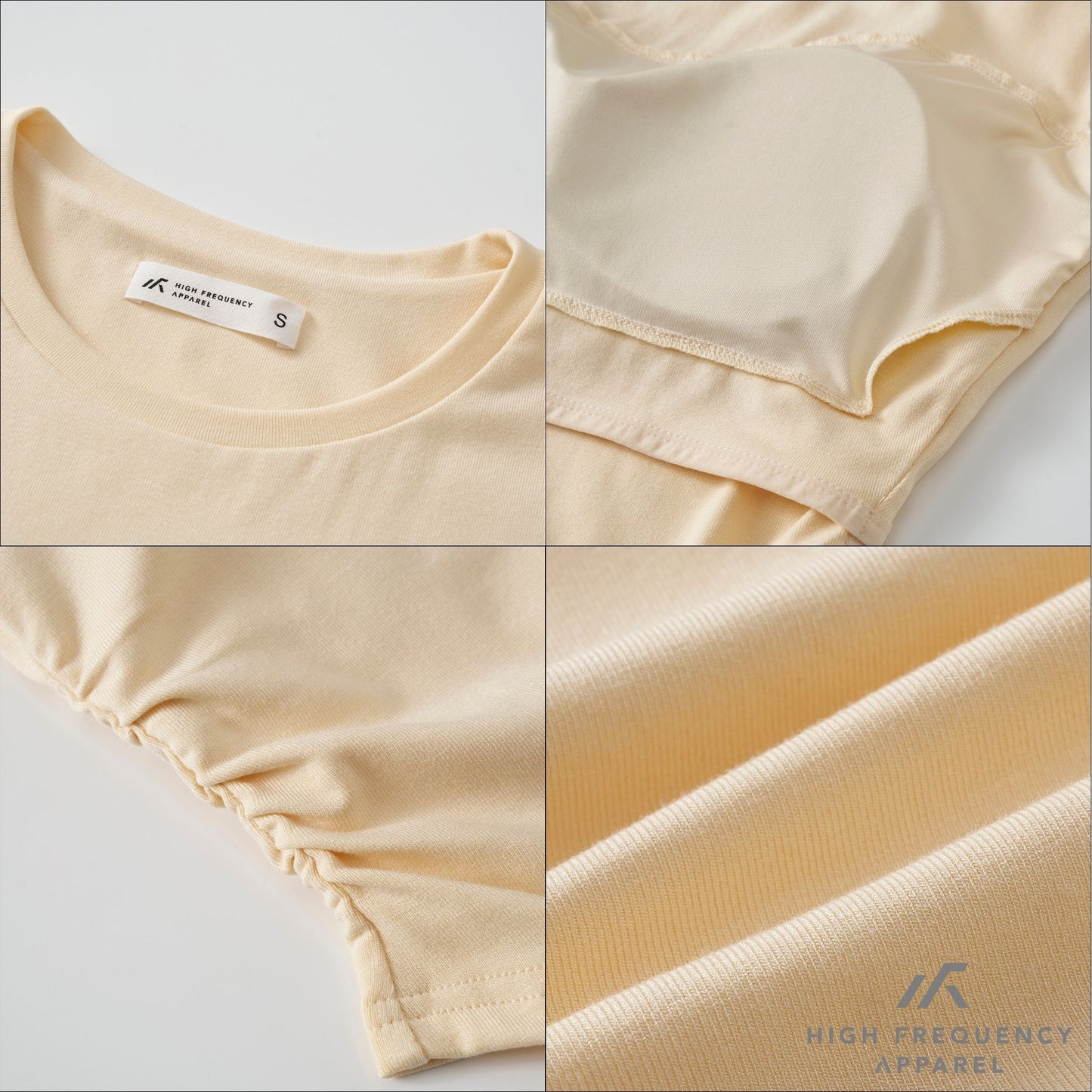 hfa women’s soft stretch crew neck ruched padded tee