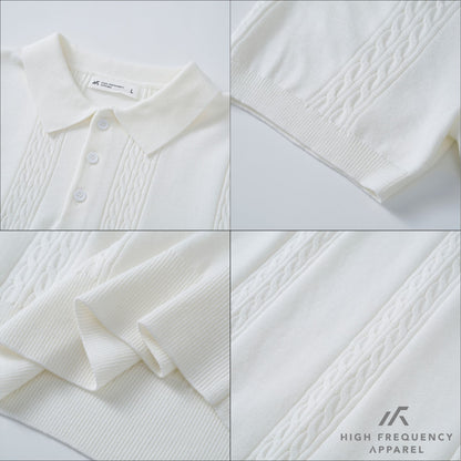 HFA Men’s Cable Knitted Button Polo
