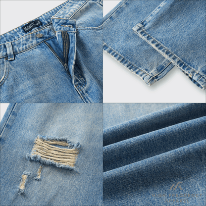 Straight Cut Distressed Jeans