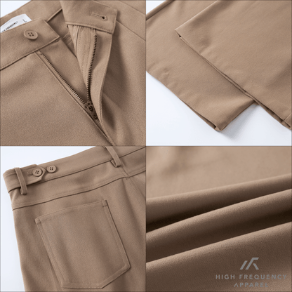 High Waisted Triple Pleated Dress Trousers With Side Adjusters
