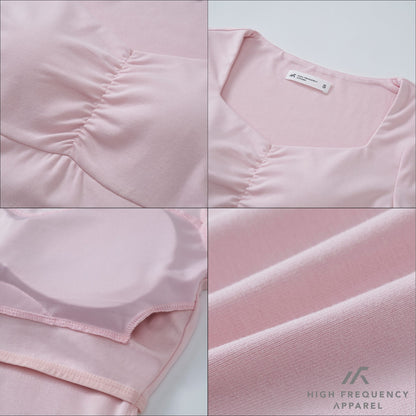 HFA Women’s Soft Stretch Diamond Neck Ruched Padded Tee