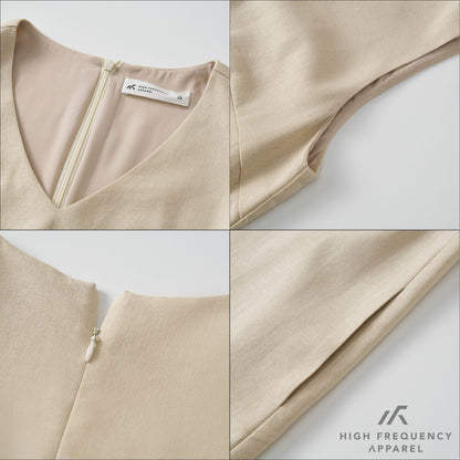 HFA Women’s V-Neck Linen Sleeveless Midaxi Dress With Back Slit