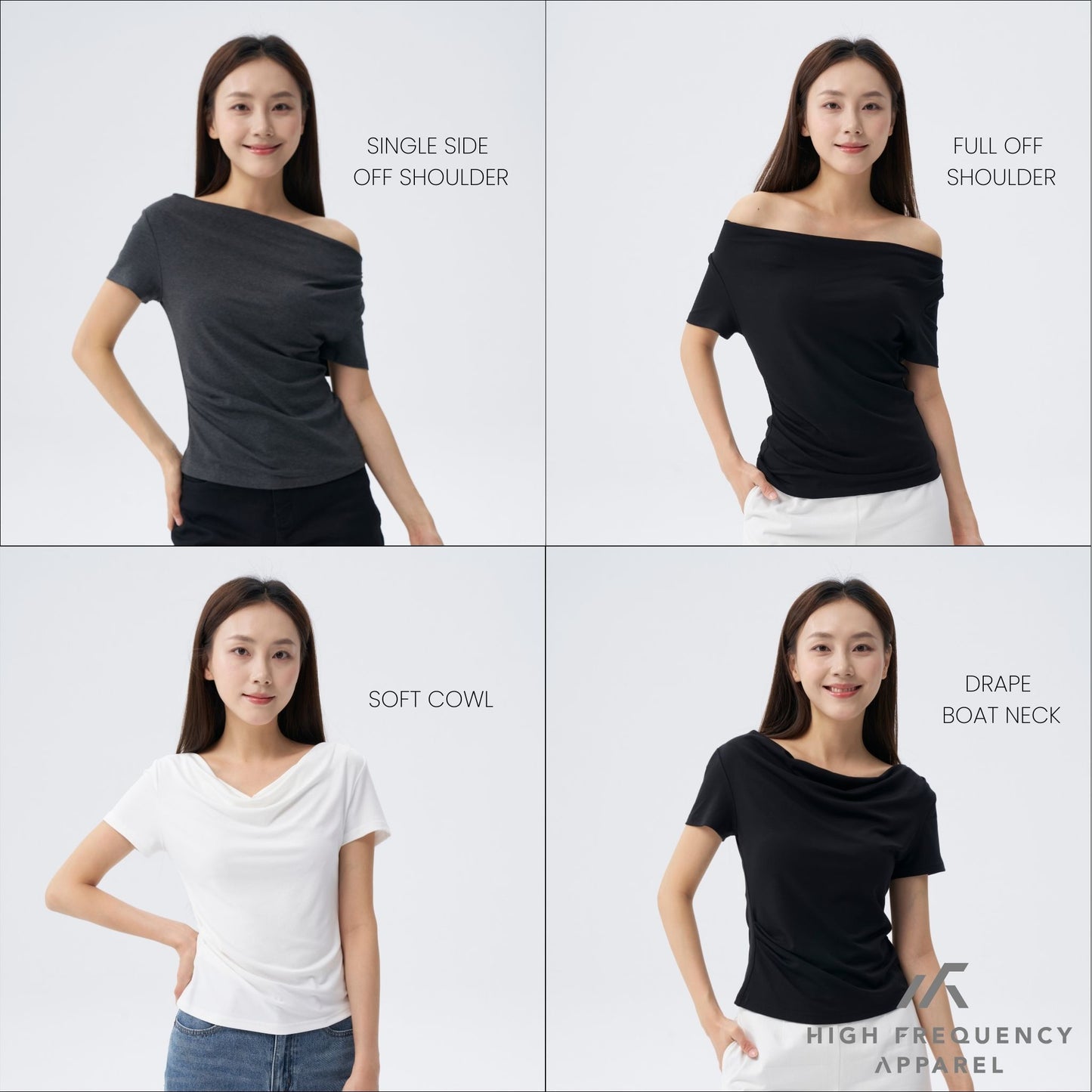 hfa women’s soft stretch four-way off shoulder top