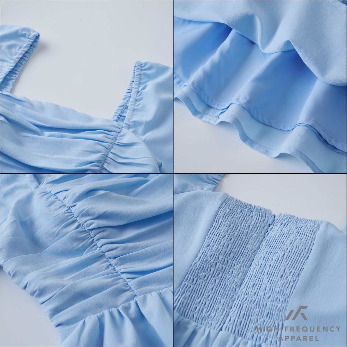 hfa women’s flutter sleeve padded smocked back blouse