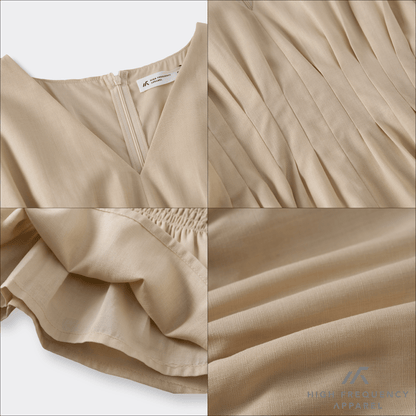 V-Neck Pintuck Sleeved Blouse