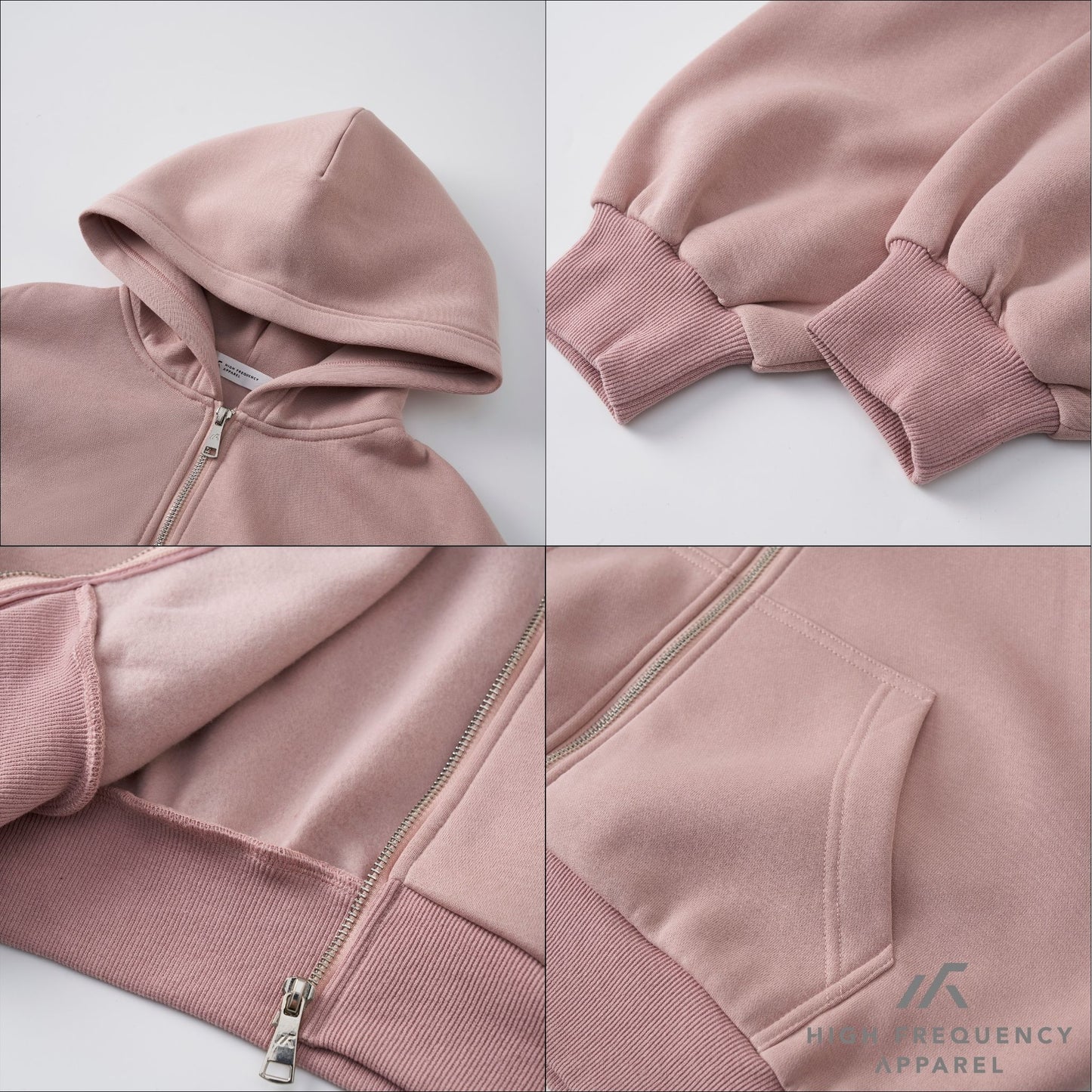 cropped two-way zippered hoodie