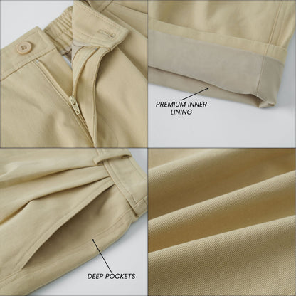 HFA Women's Double Pleated Chino High-Waisted Shorts