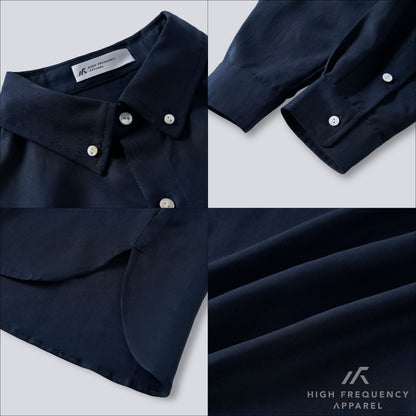 Long Sleeve Relaxed Drape Shirt With Seashell Buttons