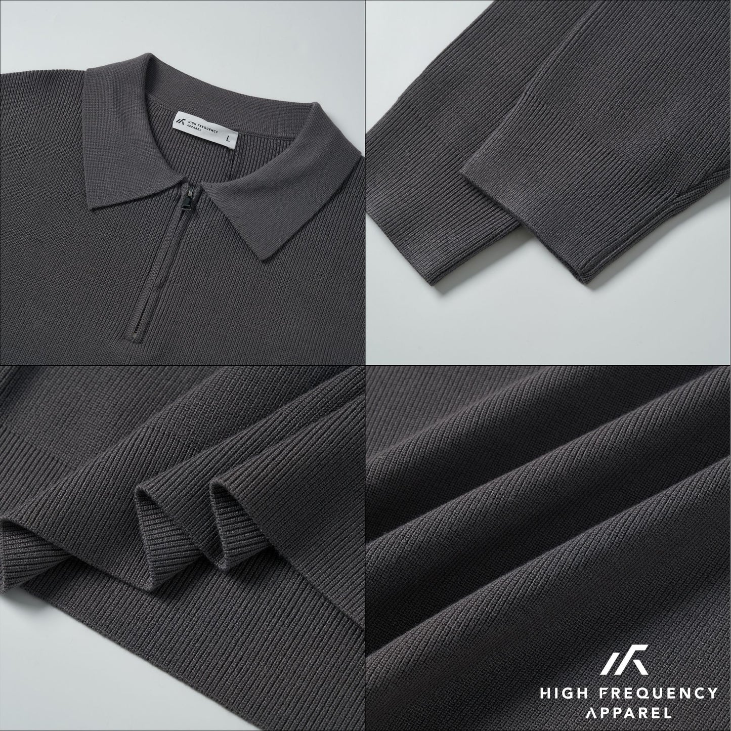 hfa men’s long sleeve knitted zip polo