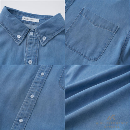 HFA Men’s Oversized Long Sleeve Denim Shirt – Relaxed Fit Essential