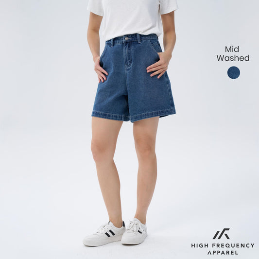 A-line High Waisted Denim Jorts