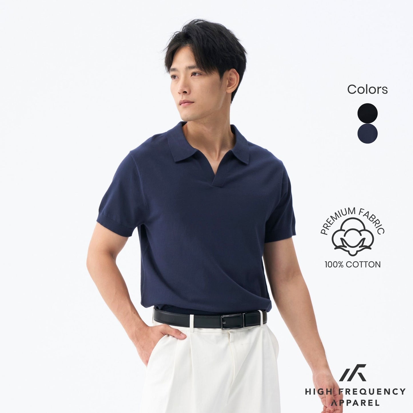 hfa men's buttonless knitted polo shirt