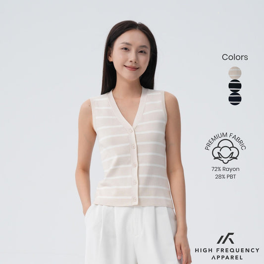 HFA Women’s Striped Knitted Button Vest
