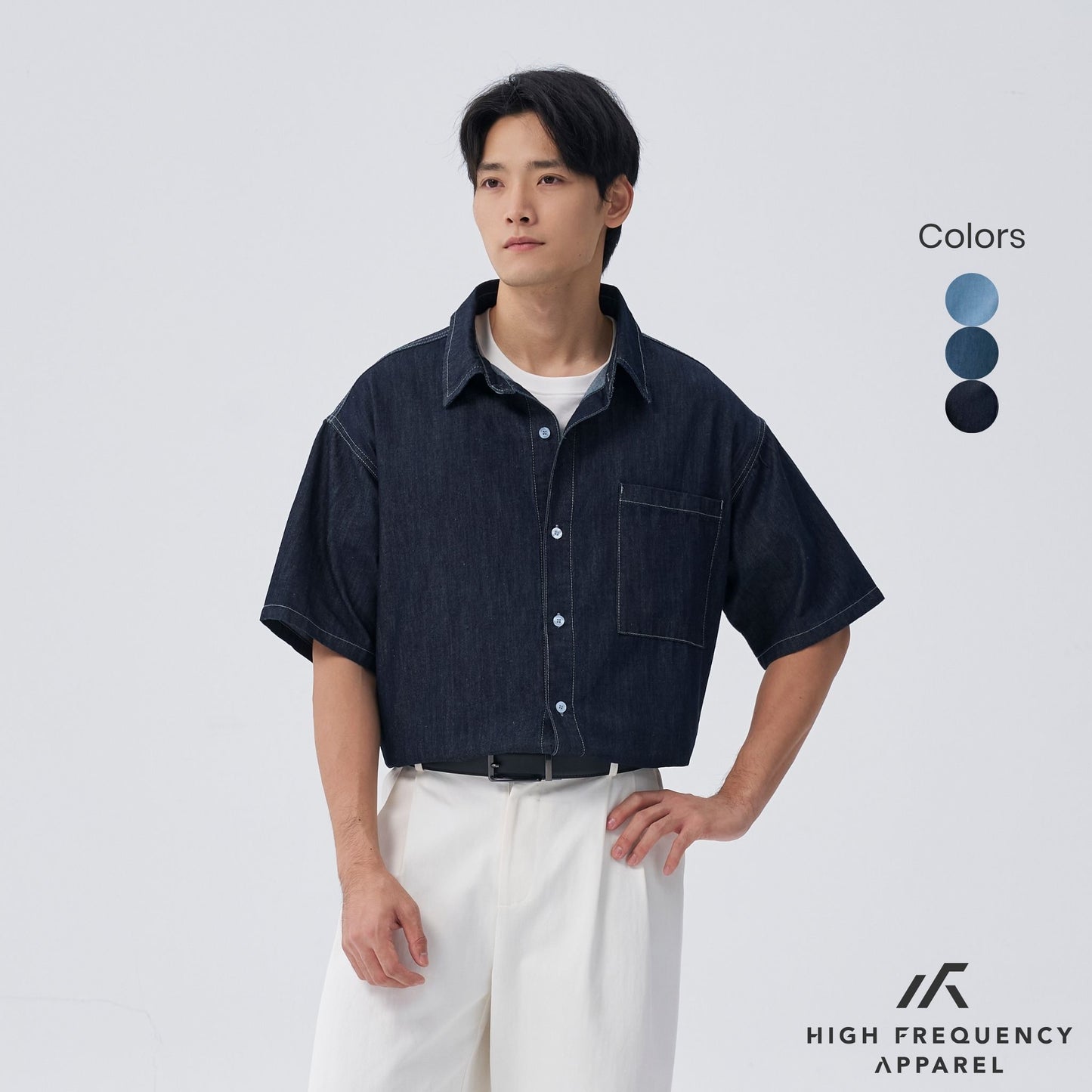 hfa men’s oversized short sleeve denim shirt