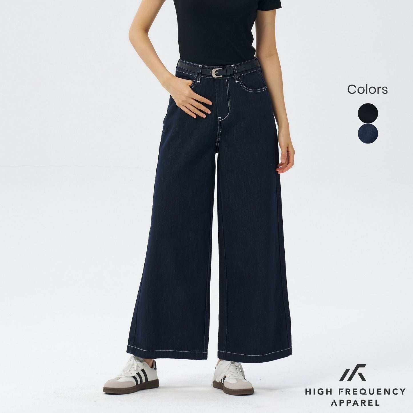 hfa women’s ultra wide leg dark denim jeans