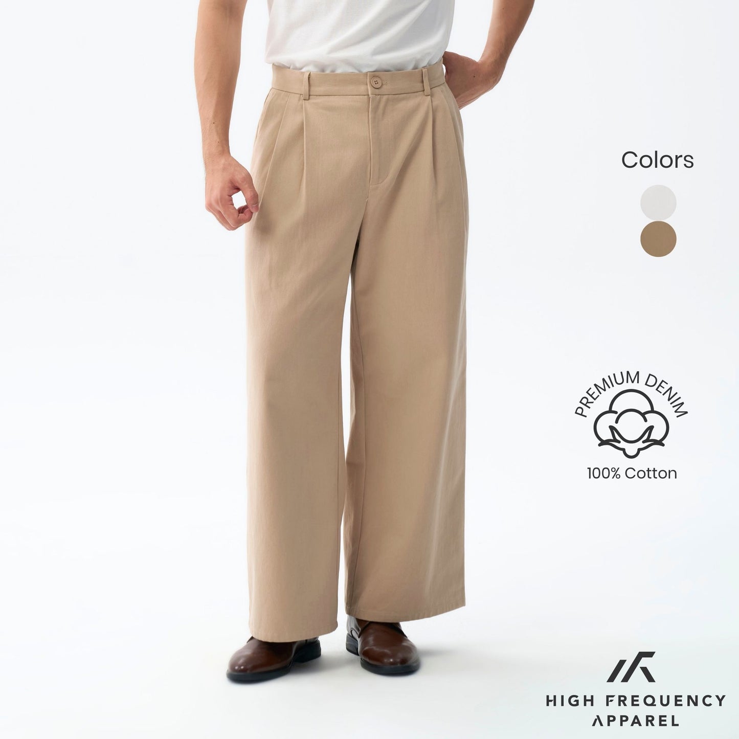 hfa men's double pleated wide leg chino pants
