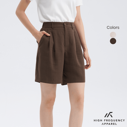 Tencel Linen Longline Double Pleated Shorts