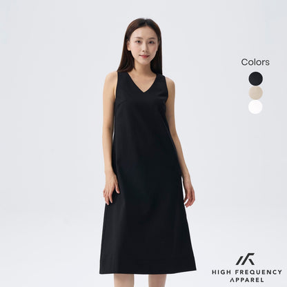 HFA Women’s V-Neck Linen Sleeveless Midaxi Dress With Back Slit