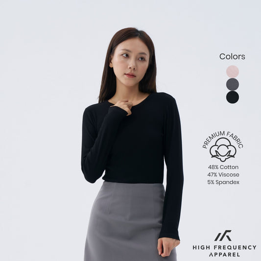 HFA Women’s Long Sleeve Ribbed Tee – Stretch Fit Essentials