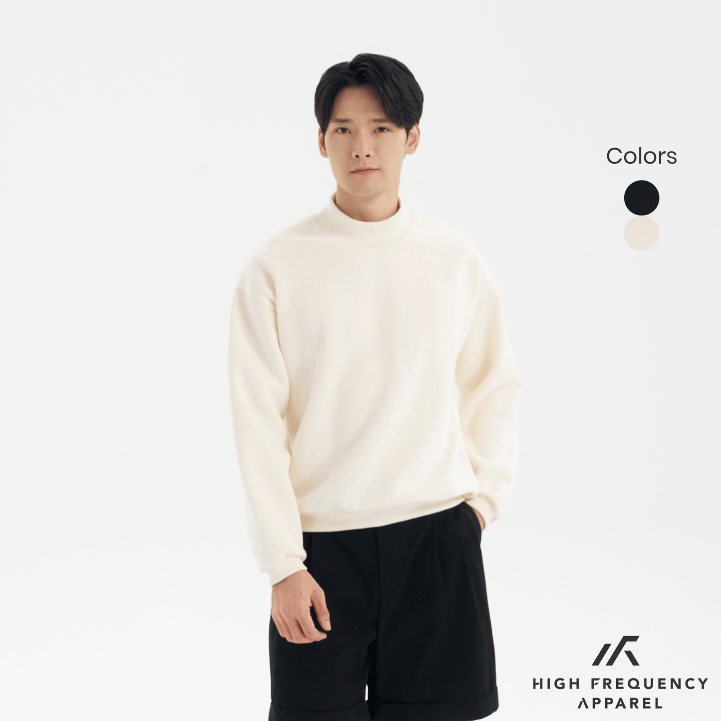 mock neck long sleeve sweatshirt