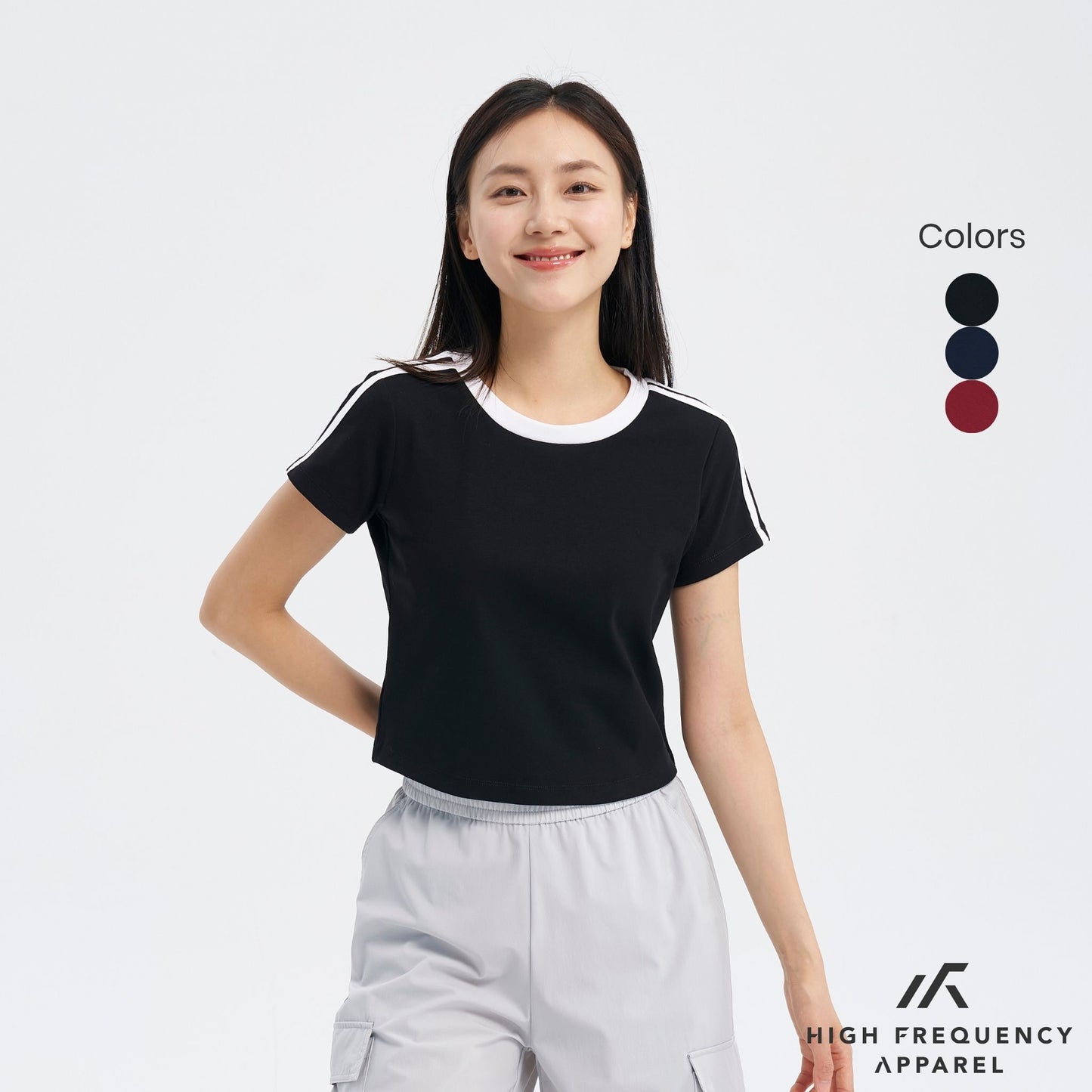 striped curved hem baby tee