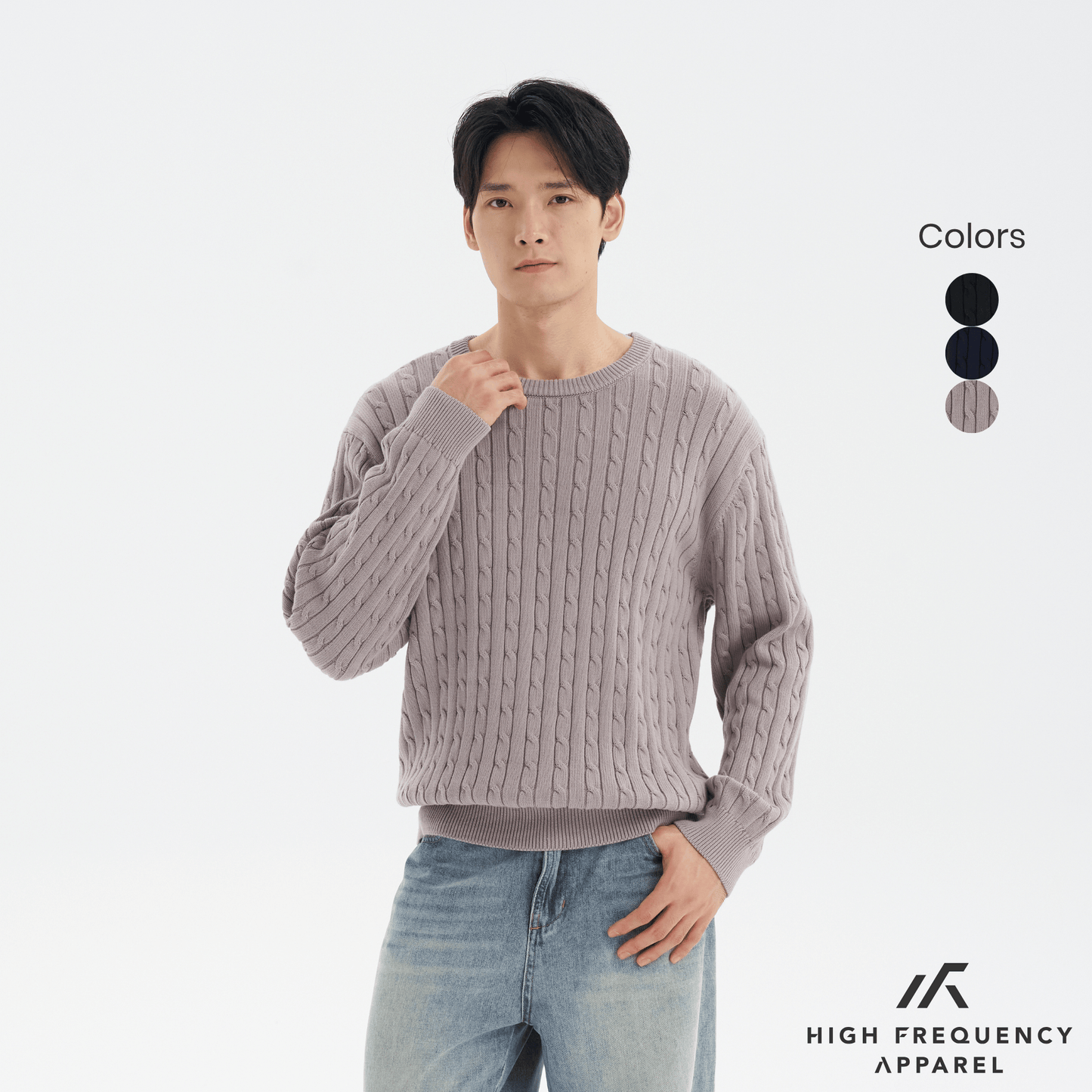 men’s cable knit long sleeve pullover