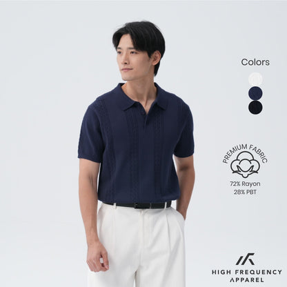 HFA Men’s Cable Knitted Button Polo