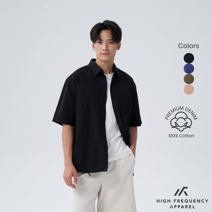 HFA Men's Oversized Short Sleeve Shirt with Spring Clasp