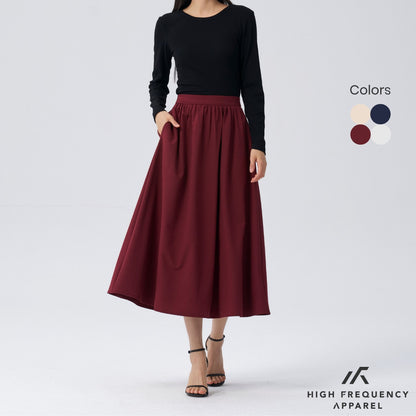 HFA Women’s Midaxi Drape Skirt With Elasticated Waist And Back Zipper