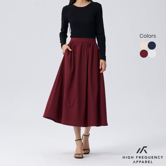 HFA Women’s Midaxi Drape Skirt With Elasticated Waist And Back Zipper